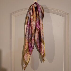 Vintage Scarf Water Repellant Hand Rolled Screen Printed Made in Italy 26x26